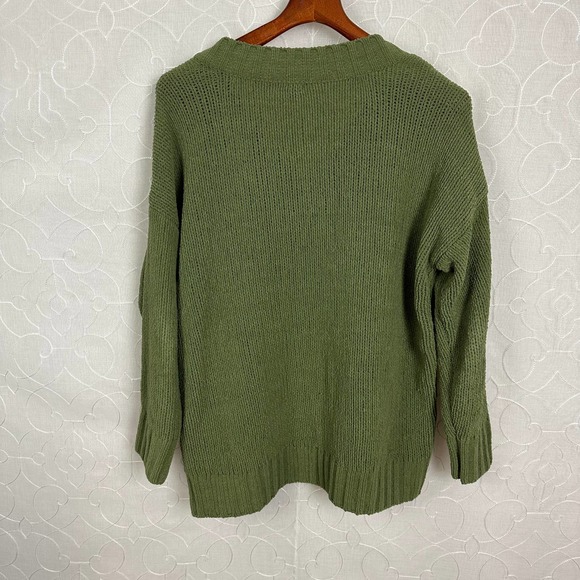 Aerie Womens Sweater Size XS Green Chunky Soft Oversized Knit V-Neck Long Sleeve - Picture 5 of 10